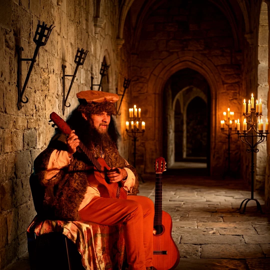 Ray Cadó sentado tocando guitarra