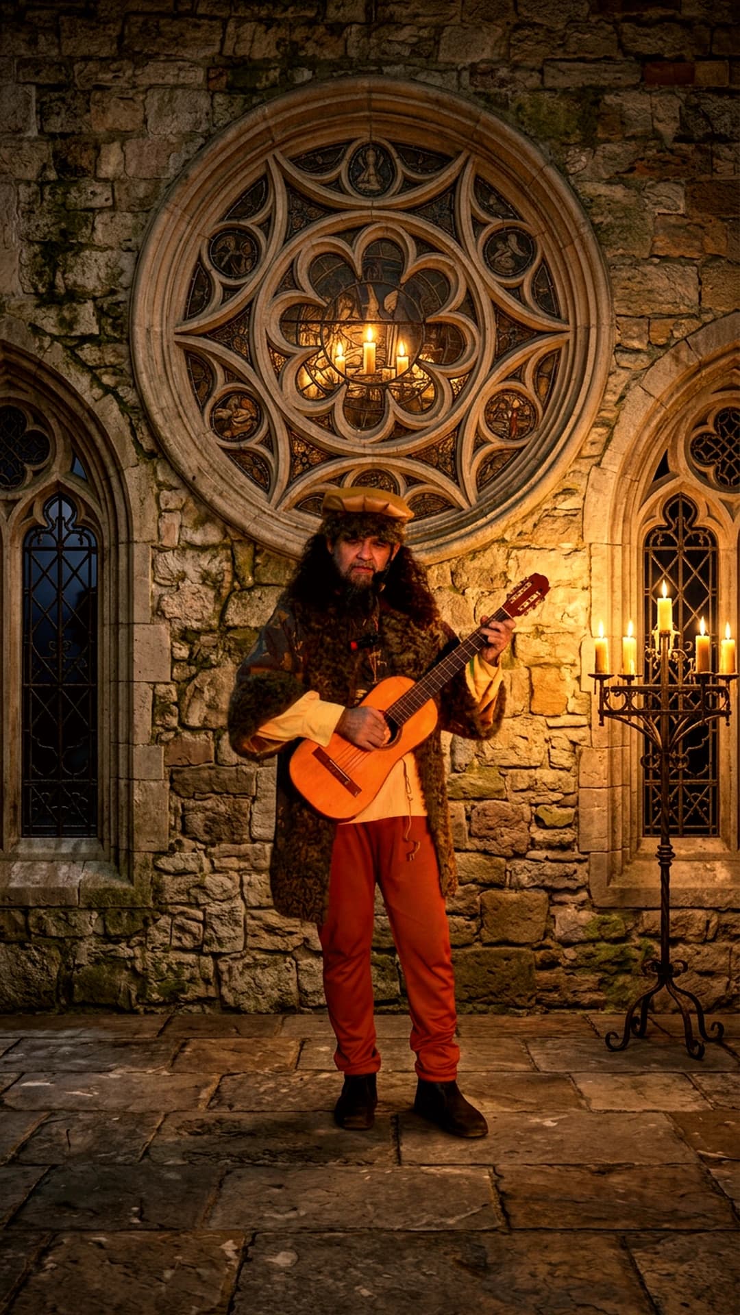 Ray Cadó de cuerpo completo con guitarra