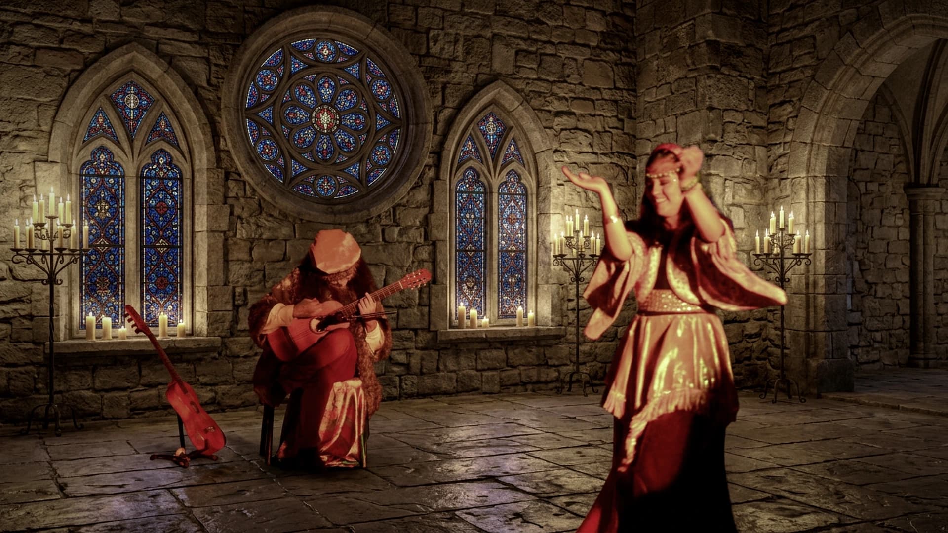 Ray Cadó en escenario medieval con vitrales